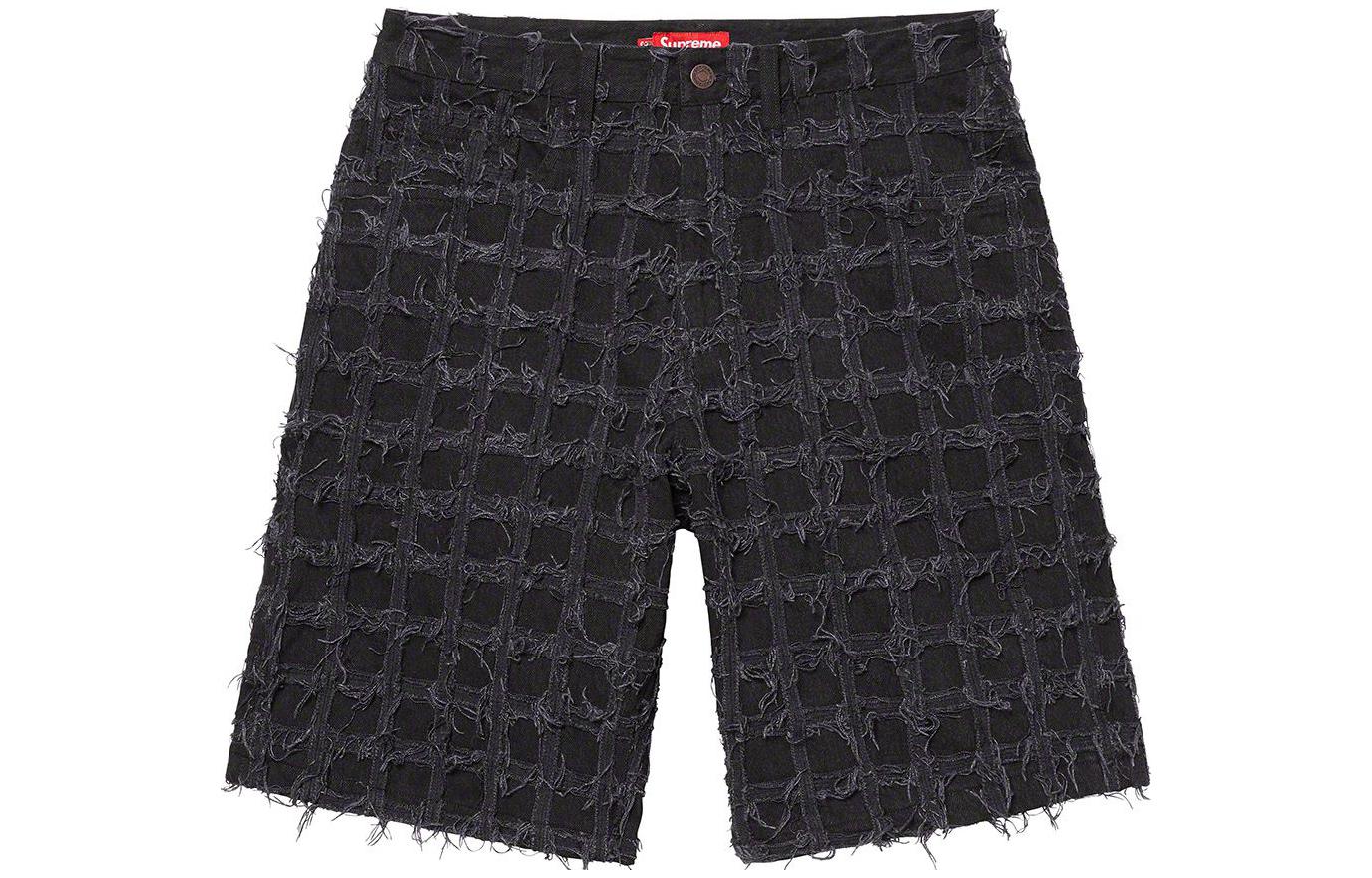 Supreme SS23 Week16 Frayed Patchwork Baggy Denim Shorts 'Black' SUP-SS23-259
