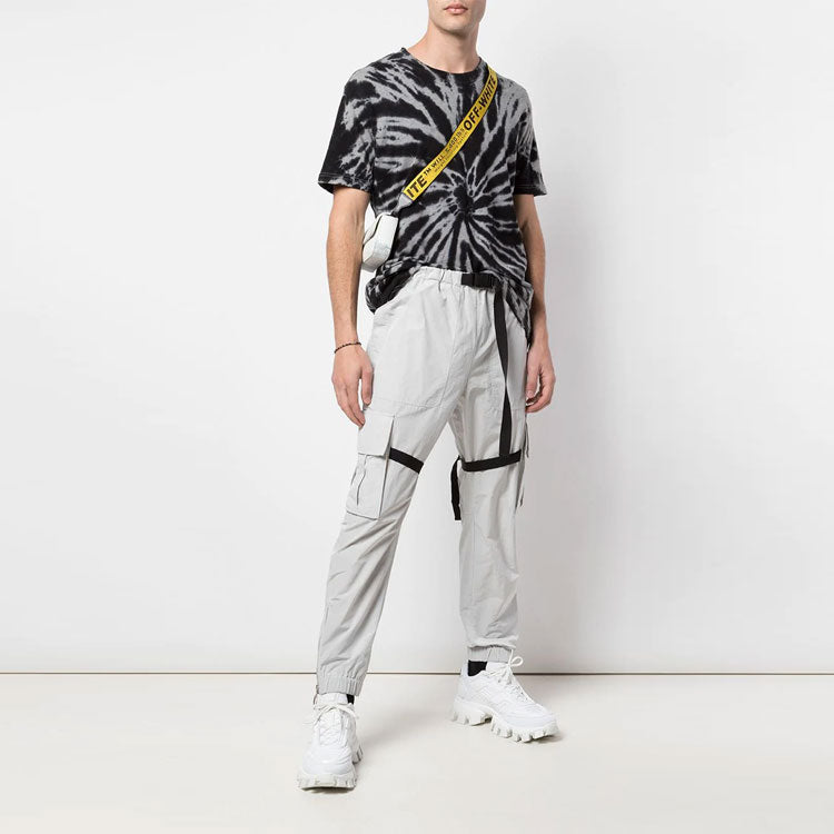 Off-White Logo Print Cargo Pants Functional Casual Pants light grey OMCF004R20G380220610