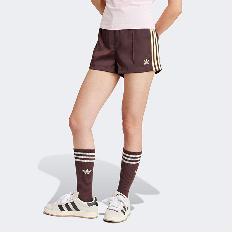 (WMNS) adidas 3-Stripes Satin Shorts Asia Sizing 'Shadow Brown' IR6094