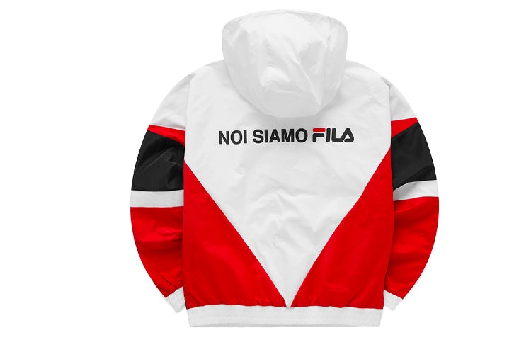 Fila FUSION Splicing Contrasting Colors Loose Sports Woven Hooded Jacket Red T11W111706F-RD