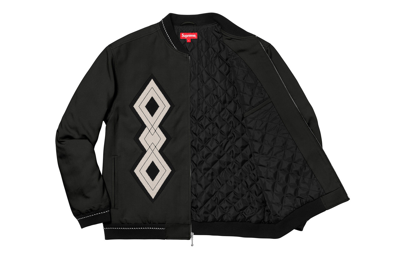 Supreme FW18 Diamond Rayon Bomber Black Jacket Unisex SUP-FW18-268