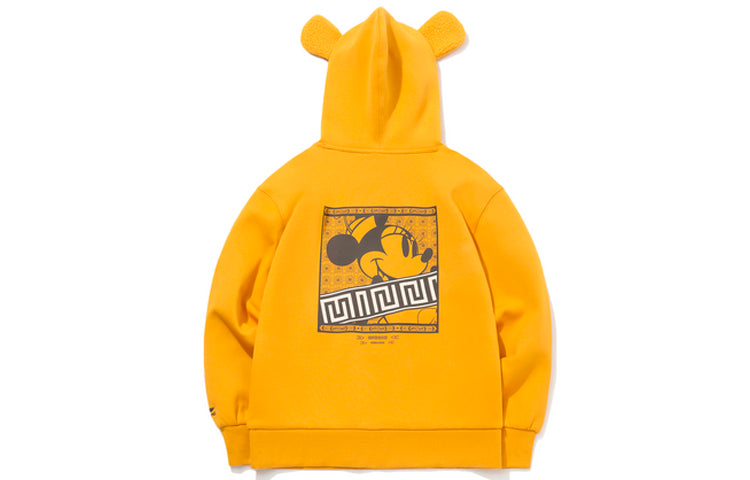(WMNS) Li-Ning x Disney Mickey Mouse Crossover Pattern Hoodie 'Yellow' AWDQ582-1
