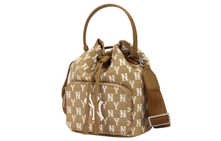 MLB Retro Full Print Series NY New York Yankees Drawstring Shoulder Messenger Bag Khaki 32BG34111-50B