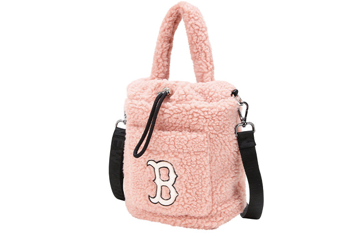 MLB Boston Red Sox polar fleece Wool Bucket Bag Pink 32BGDE011-43P