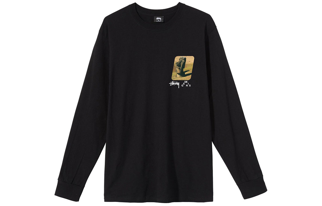 Men's Stussy Moal Ls Tee Round Neck Printing Long Sleeves Black 1994642
