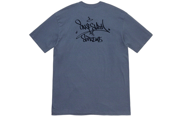 Supreme FW19 Week 17 Bridge Tee Graffiti Printing Short Sleeve Unisex Blue Gray SUP-FW19-10923