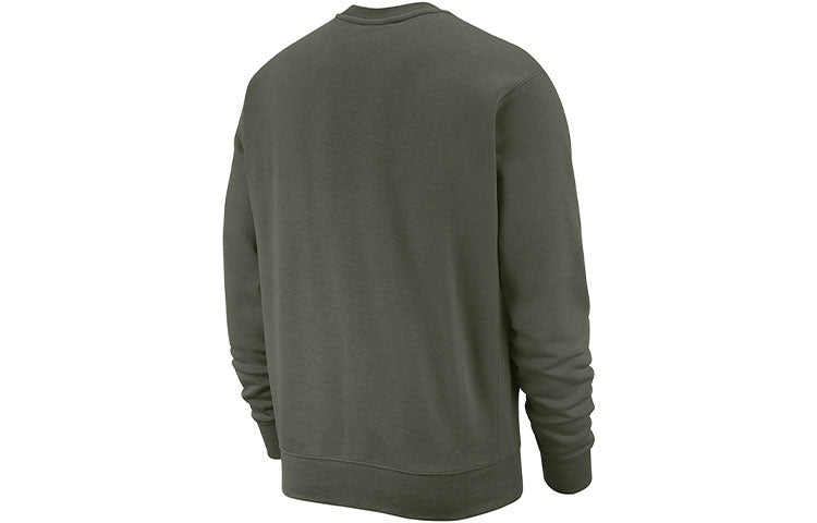 Men's Nike Embroidered Logo Solid Color Round Neck Pullover Olive Green BV2663-380