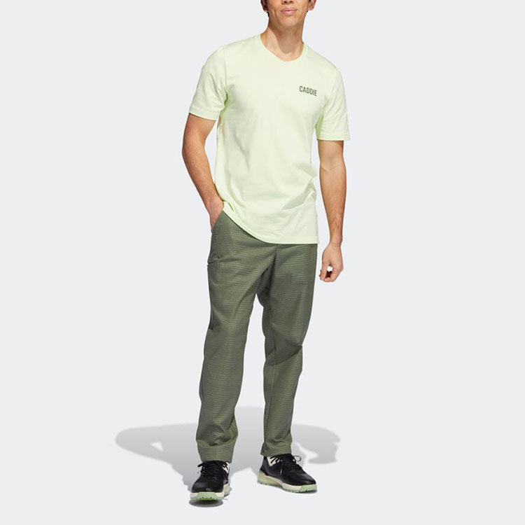 Men's adidas Solid Color Plaid Printing Straight-Leg Casual Pants/Trousers Japanese Version Olive Green HA3611