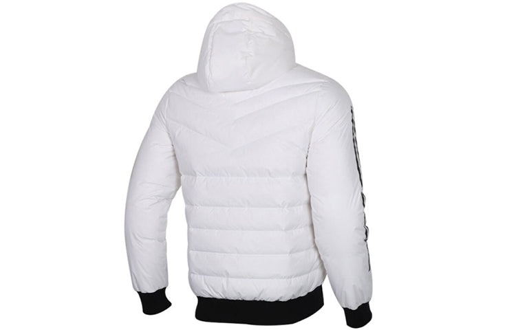 adidas neo MENS Sprty Puffer 3 Stripes Tat Hoodie Down Jacket White EI4433
