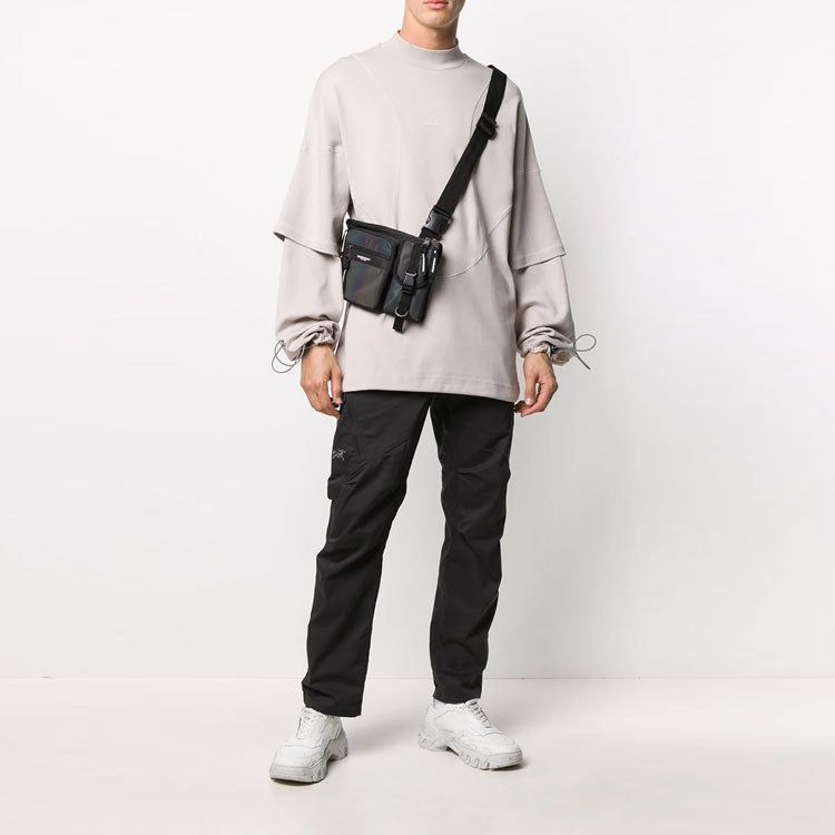 Men's A-COLD-WALL* SS21 Oversized Layered Solid Color High Collar Long Sleeves Cement T-Shirt ACWMTS024-CEM