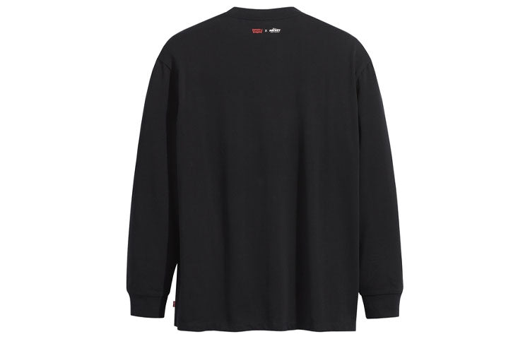 Men's Levis x DISNEY Mickey Crossover Cartoon Printing Long Sleeves Black A0881-0000