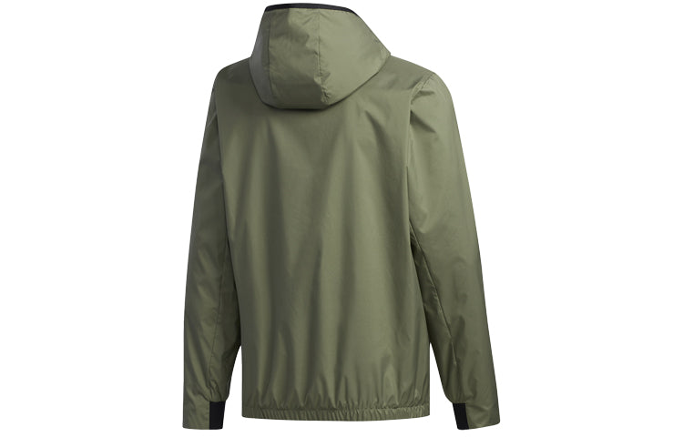 adidas Stripe Printing Sports hooded Cardigan Jacket Green FM9434