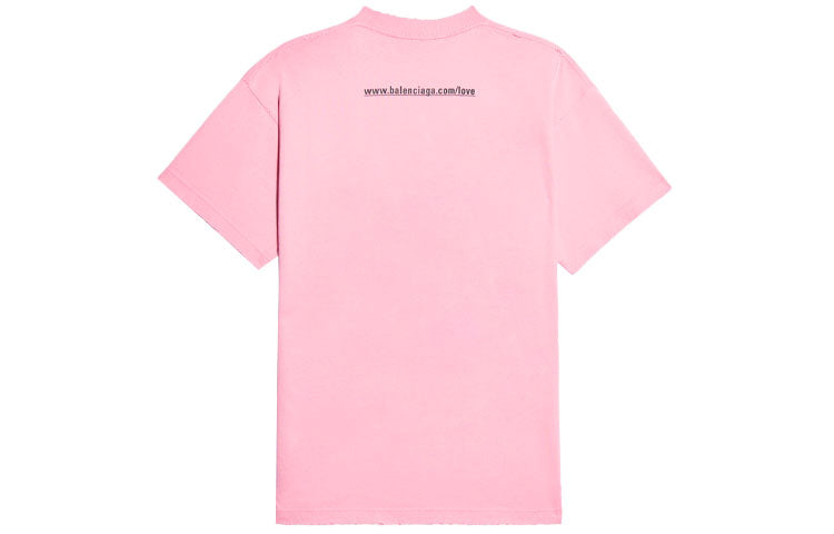 Balenciaga SS21 Alphabet Pattern Printing Short Sleeve Unisex Pink 612965TJVL51401