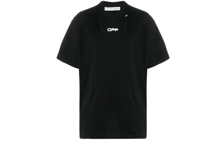 Off-White C/O Virgil Abloh Men's Black Wavy Line Logo Slim Tee Black OMAA027R201850041001