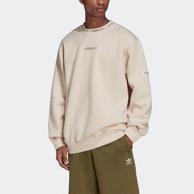 Men's adidas originals Printing Round Neck Loose Long Sleeves Creamy White HM2666