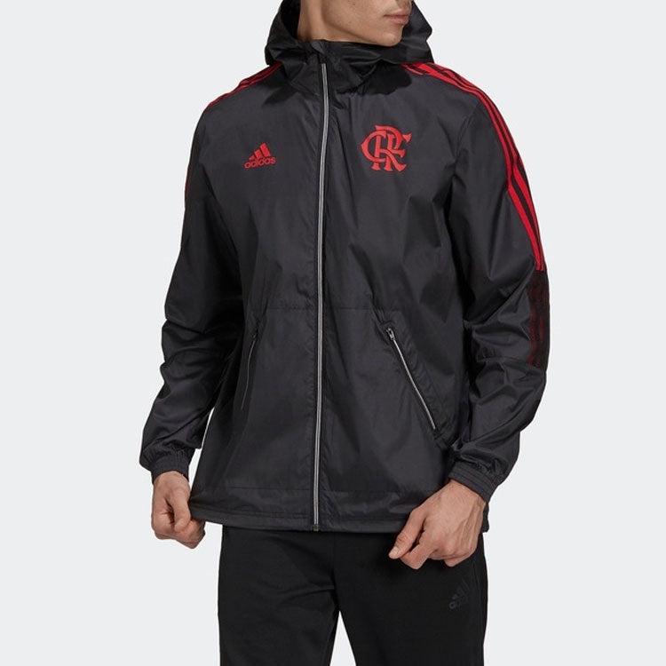 adidas Clube de Regatas do Flamengo Soccer/Football logo Sports Hooded Jacket Black GK7891