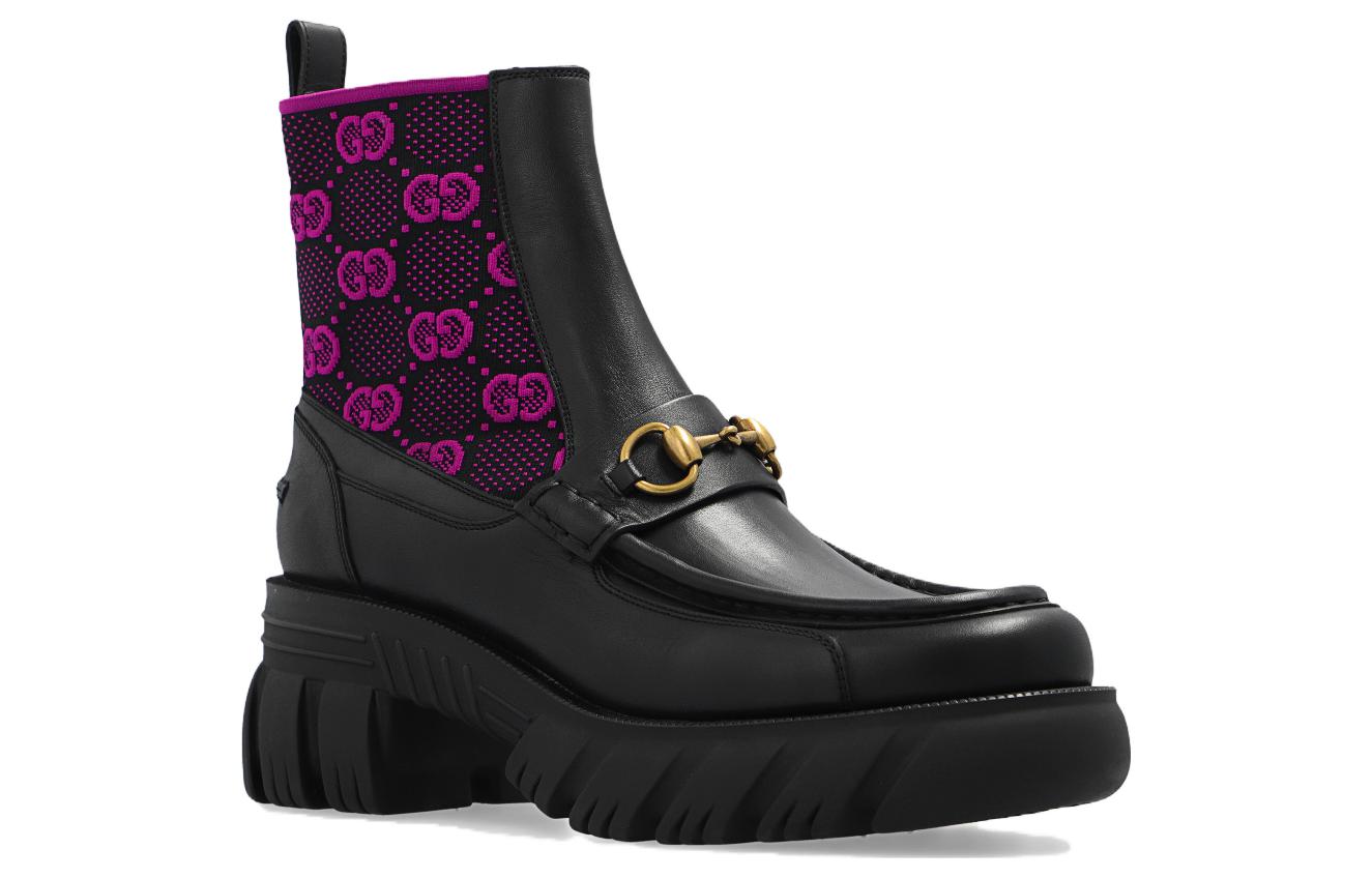 (WMNS) Gucci Horsebit GG Jersey Boot 'Black Fuchsia' 718716-AAA4Y-1074