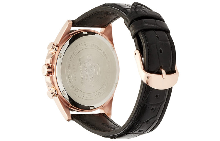Men's CASIO EDIFICE Series Rose Gold Strap Casual Watch EFB-302JGL-1A Mens Black Analog EFB-302JGL-1A2021