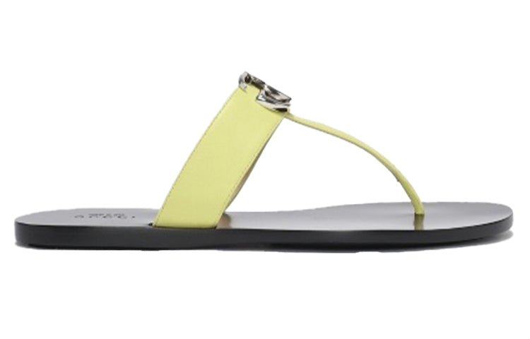 (WMNS) Gucci Double g Leather Casual Fashion Black Yellow Sandals 628013-A3N00-7412