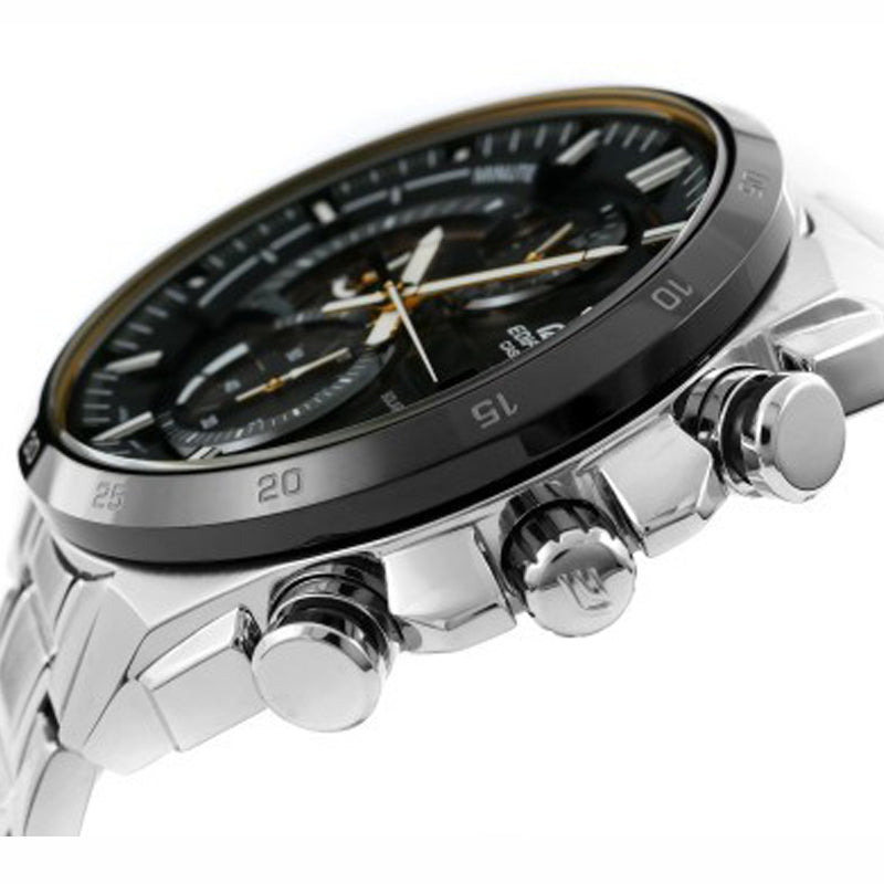 CASIO EDIFICE Waterproof Solar Powered Stainless Steel Strap Quartz Sapphire Crystal Mens Black Analog EQS-600DB-1A9