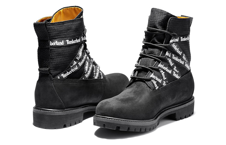 Timberland 6 Inch Premium Fabric and Leather Boots 'Black Logo Straps' A2DV4001