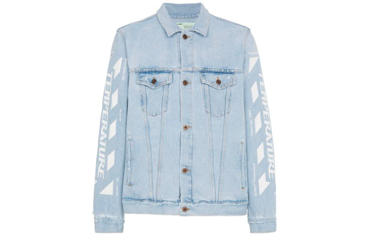 Off-White Stripe Printing Denim Jacket Blue OMYE001S183860237101
