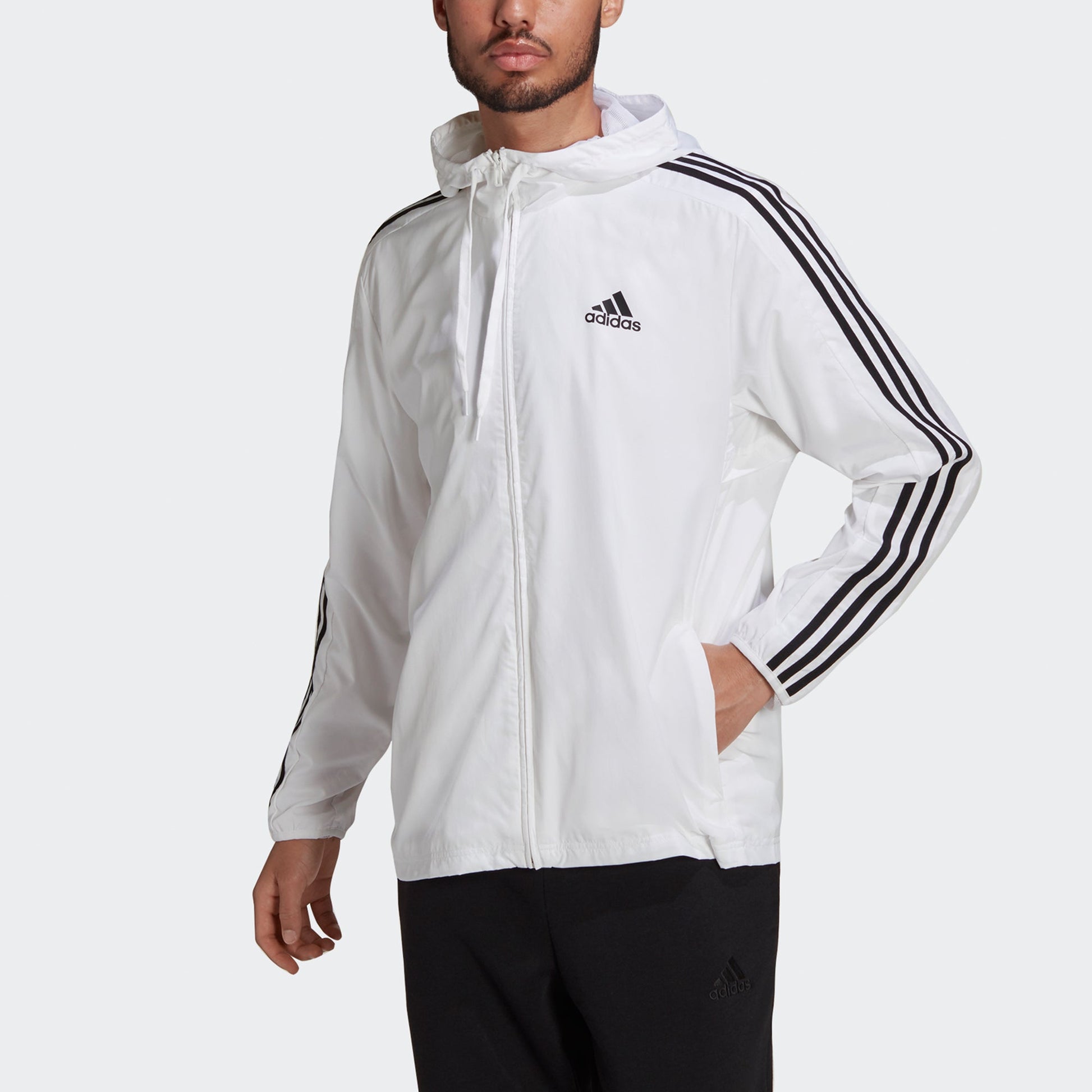adidas M 3s Wb Casual Sports Hooded Jacket White H14625