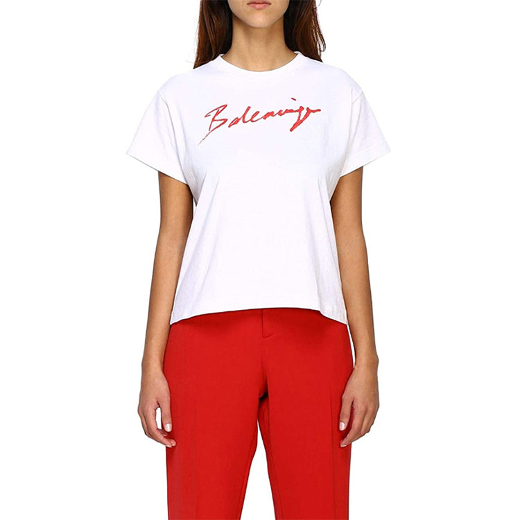 Balenciaga Signature Alphabet Logo Short Sleeve White 583217TFV639783