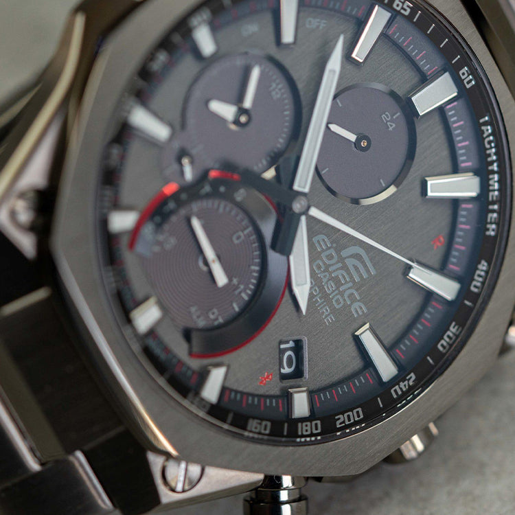 Men's CASIO Edifice Bluetooth Solar Energy Watch Solar Powered Mens Gray Analog EQB-1100DC-1A