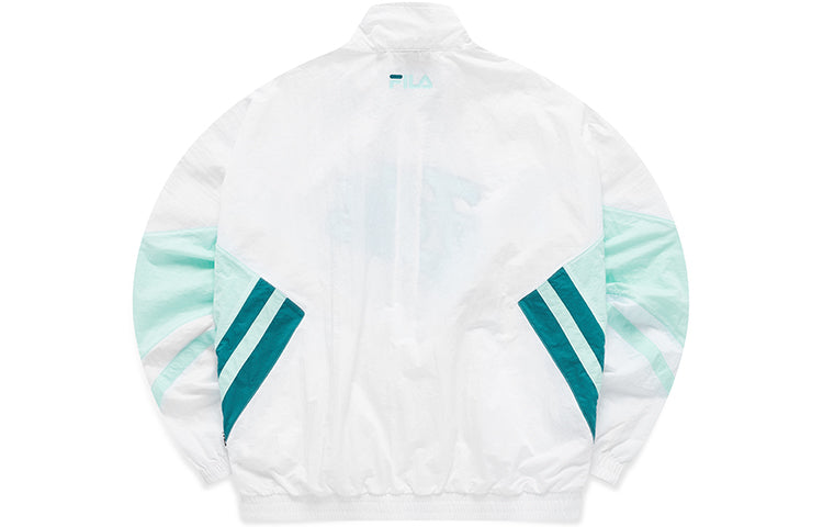 FILA FUSION Logo Printing Contrasting Colors Woven Jacket White T11W122701F-WT