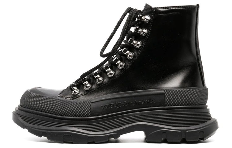 (WMNS) Alexander McQueen Tread Slick Boots 'Black Silver' 733063WHSWY1090