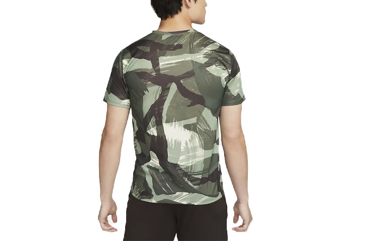 Men's Nike Dri-FIT Camouflage Logo Printing Casual Round Neck Short Sleeve Green T-Shirt DR7568-386