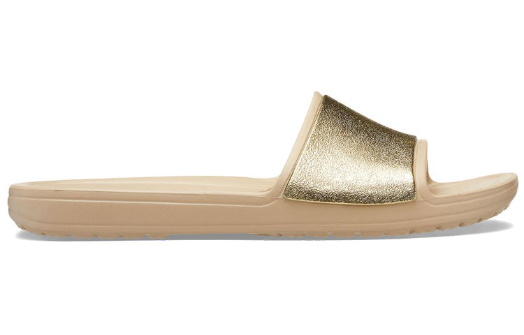 (WMNS) Crocs Sloane Shine Low Slide Minimalistic Casual Flat Brown Gold Color Slippers 'Brown Gold' 206921-212