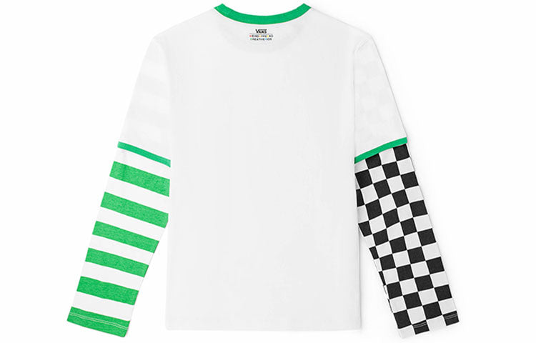 (WMNS) Vans x Whack Crossover Grid logo Round Neck Pullover Long Sleeves White VN0A7PRRWHT