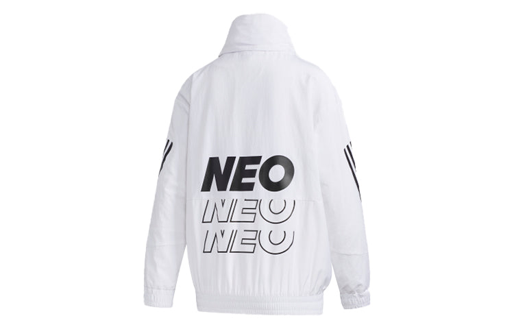 (WMNS) adidas neo Alphabet Printing Colorblock Sports Hooded Jacket White GG3389