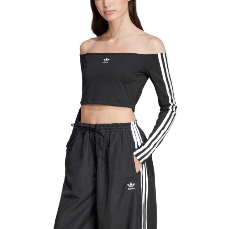 (WMNS) adidas Adicolor Off Shoulder Long Sleeve Long-Sleeve Top Asia Sizing 'Black' JD0274