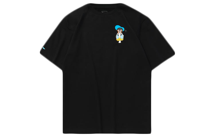 Li-Ning Donald Duck Printing Pattern Short Sleeve Loose Black AHSQ206-1