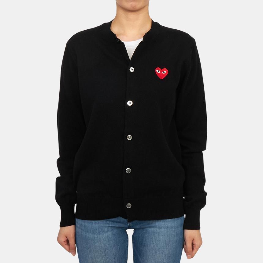 (WMNS) COMME des GARCONS PLAY FW25 Red Emblem Cardigan 'Black' AX-N007-051-1