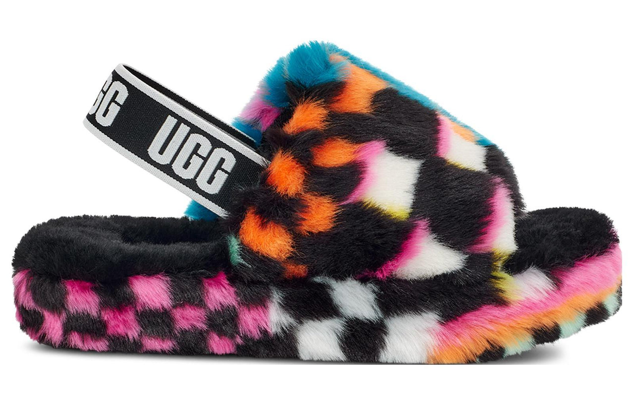 (PS) UGG Fluff Yeah Checks Slide 'Black Multi' 1130390K-BLKM