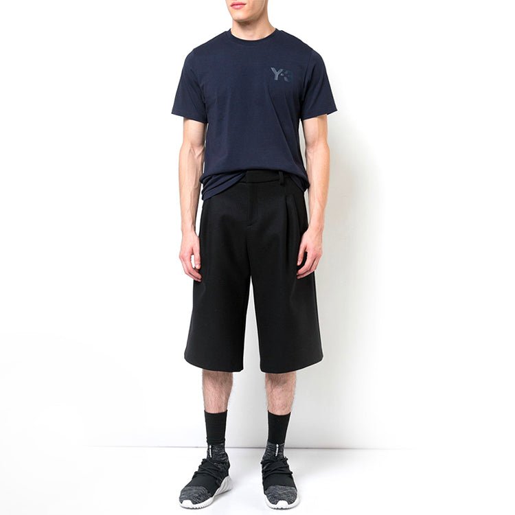 Men's Y-3 Solid Color Logo Printing Round Neck Short Sleeve Blue CY6939