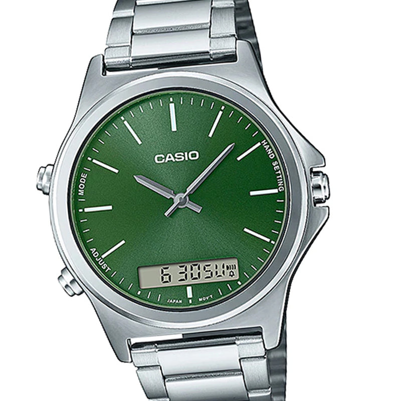 Casio Dress Classic Business Analog-Digital Watch 'Silver Green' MTP-VC01D-3E
