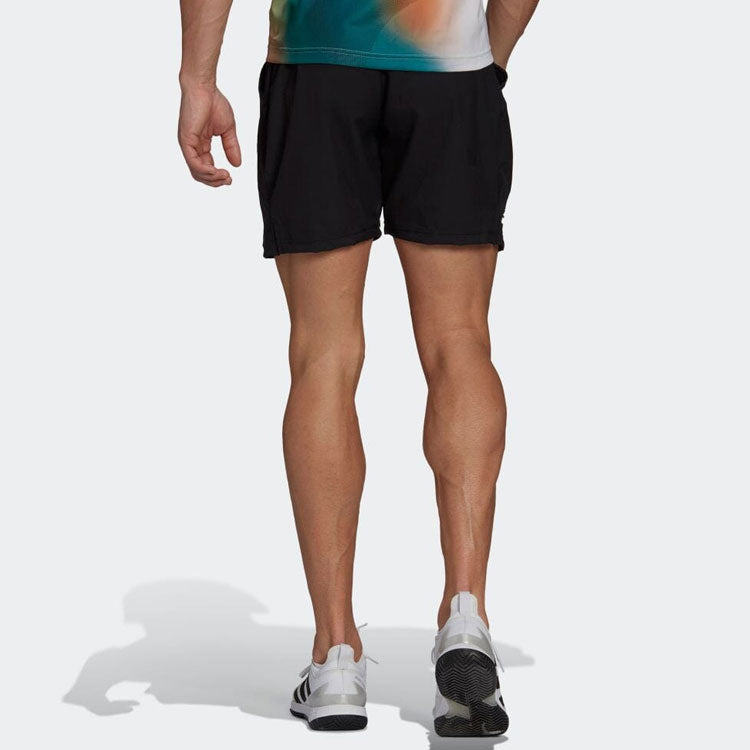 Men's adidas Solid Color Logo Straight Casual Tennis Sports Shorts Black H67148