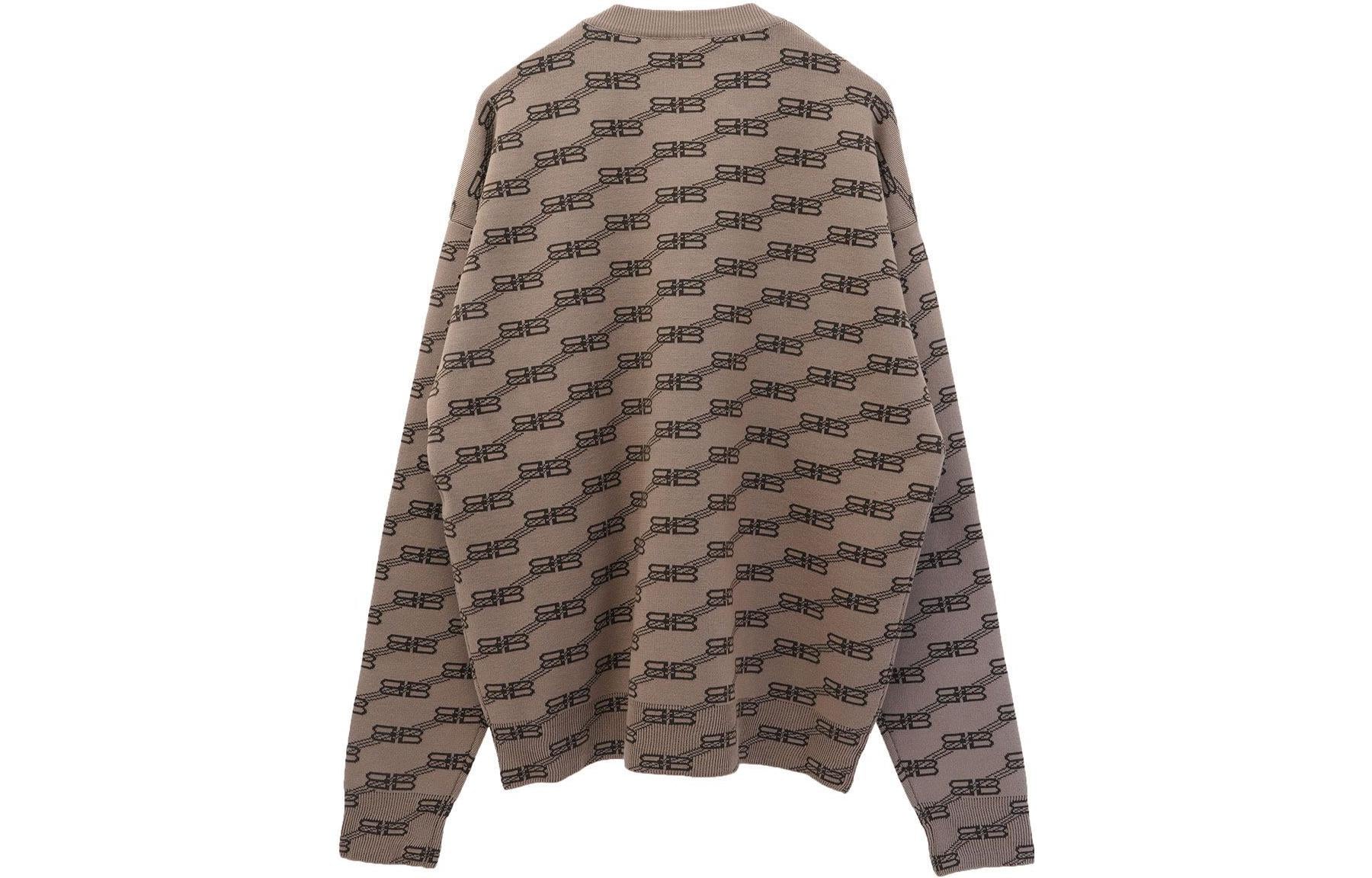 Balenciaga BB Allover Crewneck Knit Sweater 'Beige' 733859T32539378