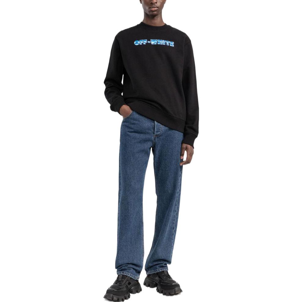Men's Off-White SS22 Arrow Pattern Logo Round Neck Black OMBA057S22FLE00410391039