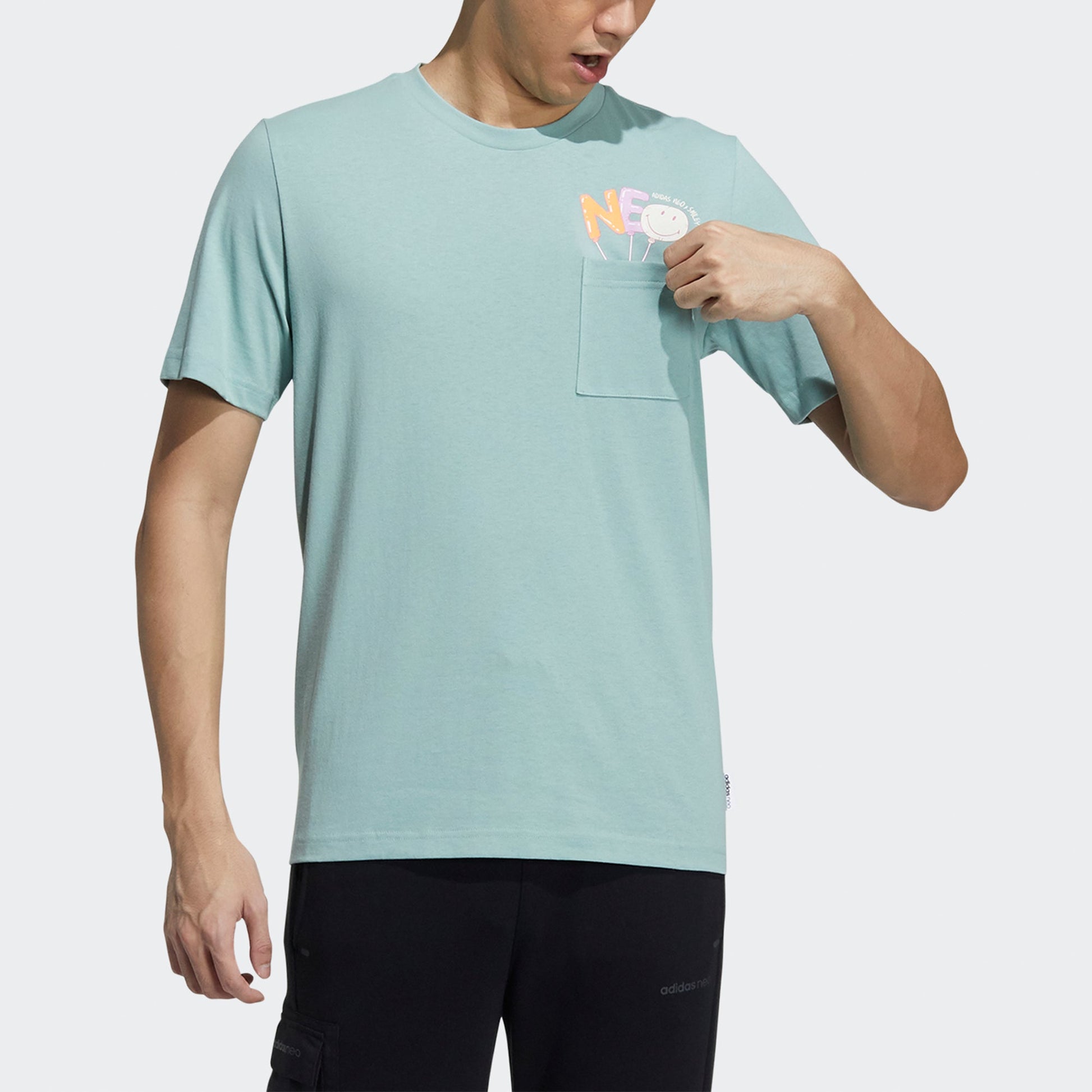 adidas neo M Smly Tee 2 Casual Breathable Sports Smiling Face Short Sleeve Green GP5783