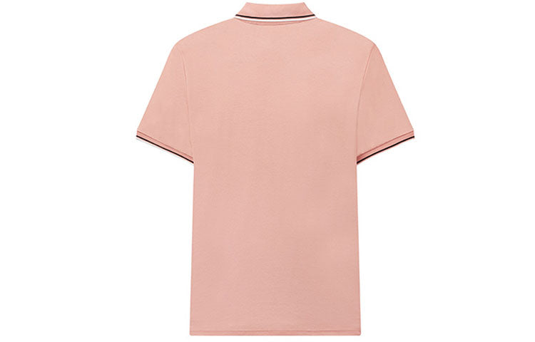 FILA Logo Solid Color Sports Short Sleeve Knitted Polo Shirt For Men Pink F11M021121G-PK
