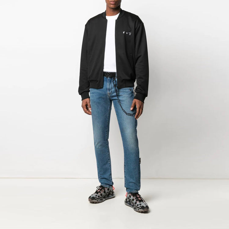 Off-White SS21 Logo Zipper Long Sleeves Jacket Version Black OMBD023S21FAB0011001