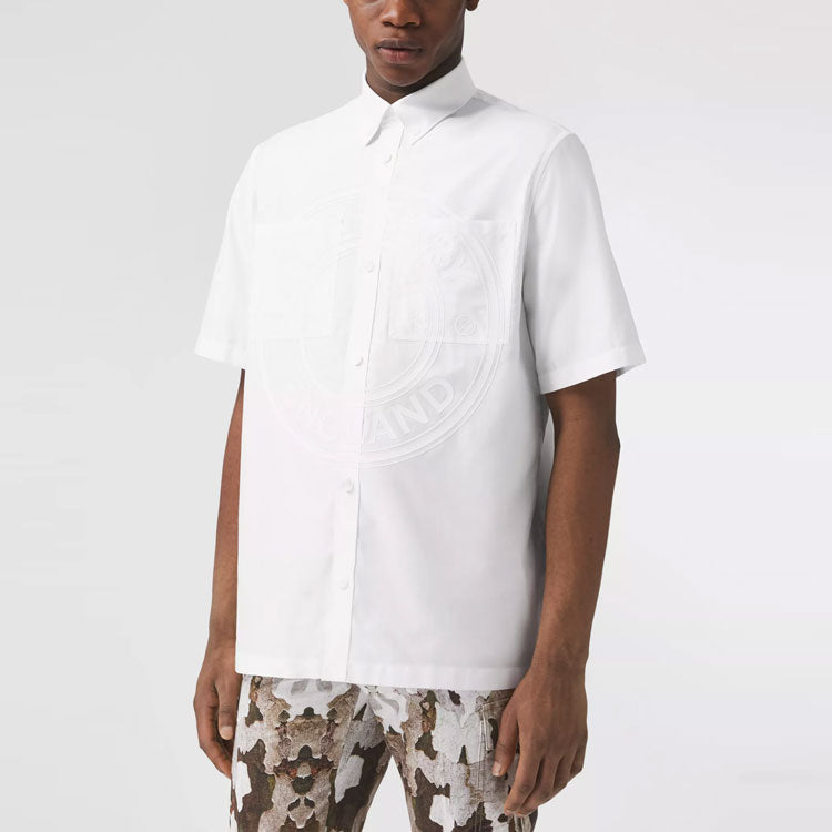 Burberry SS21 Pattern Cotton Shirt Male White 80433291
