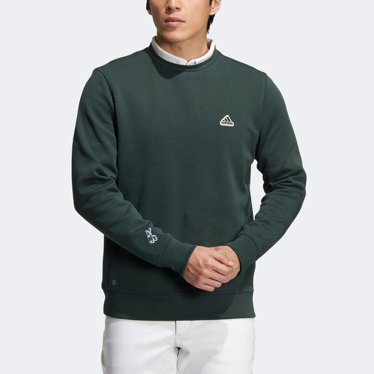 Men's adidas Logo Printing Round Neck Long Sleeves Pullover Green HG5784