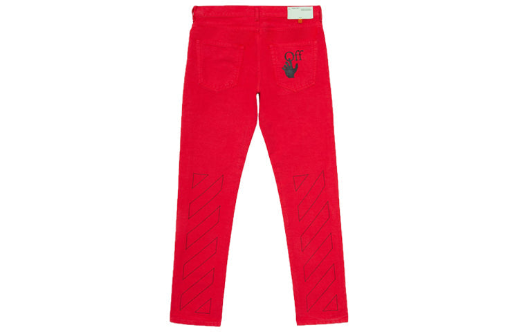 Off-White SS20 Lunar New Year Mens Blended Fabrics Street Style Plain Cotton Logo Slim-fit Jeans OMYA011T20DEN0032510